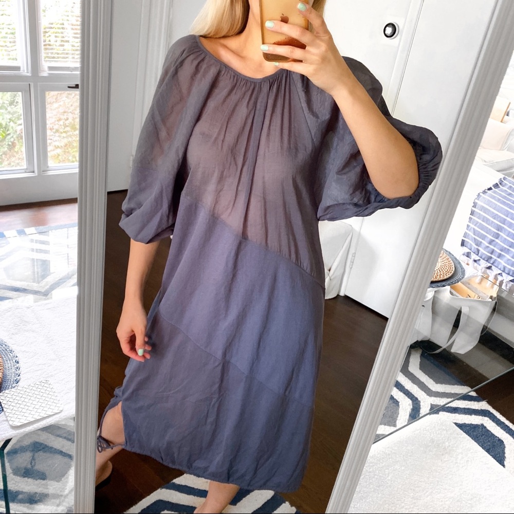 🐚 ZARA CONTEMPORARY MIDNIGHT BLUE LOOSE FIT PARTY SHEER MAXI DRESS!